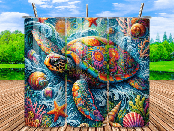 Download Hippie Sea Turtle Ocean Waves Tumbler - Premium Bundle